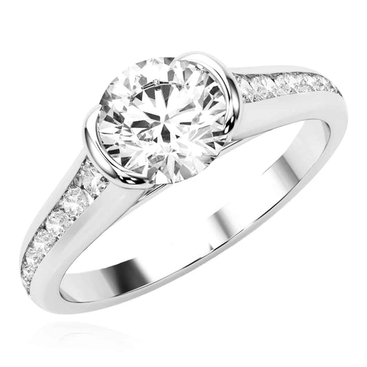 2.35CTW Lab-Grown Diamond Shank Pave 18K Gold White Round Engagement Ring