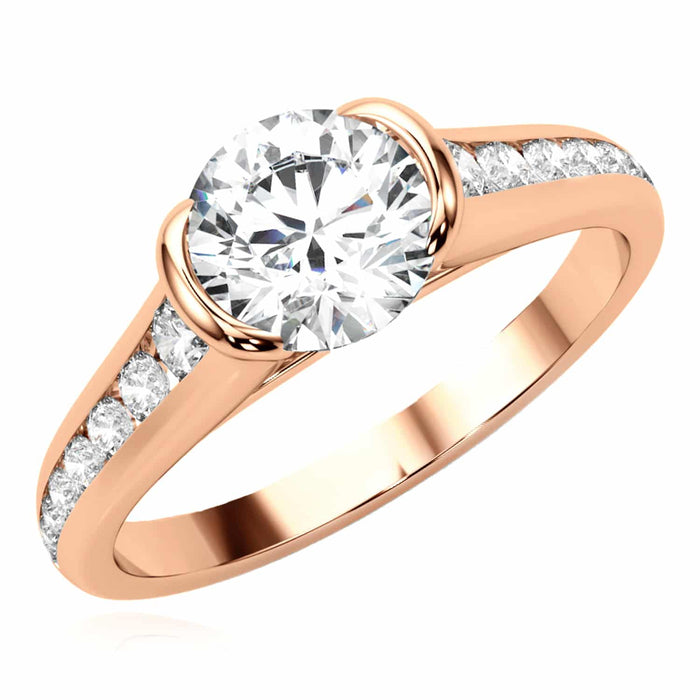 1.35CTW Lab - Grown Diamond Shank Pave 18K Rose Gold Round Engagement Ring - WJD Exclusives
