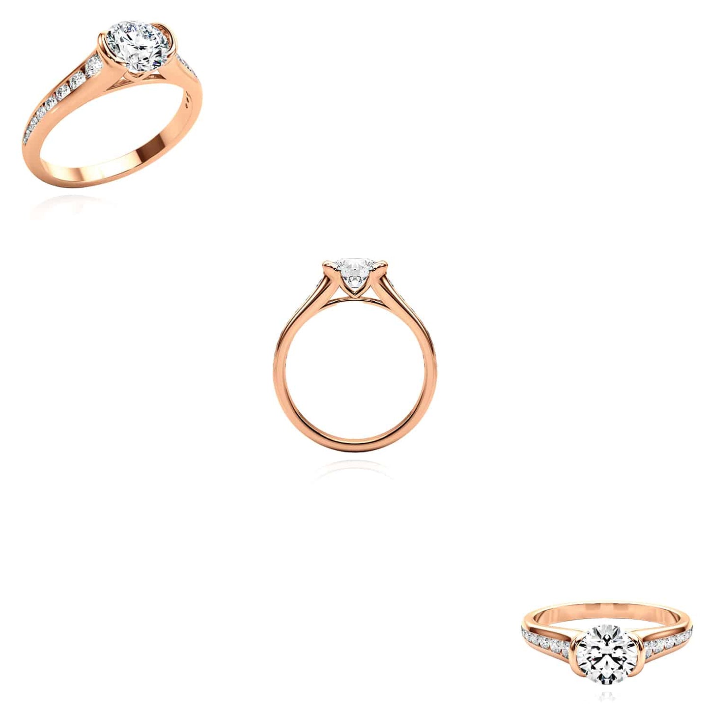 1.85CTW Lab-Grown Diamond Shank Pave 18K Gold Rose Round Engagement Ring