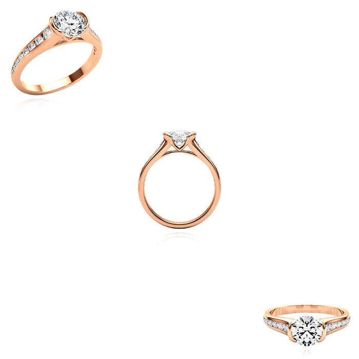 1.85CTW Lab - Grown Diamond Shank Pave 18K Rose Gold Round Engagement Ring - WJD Exclusives