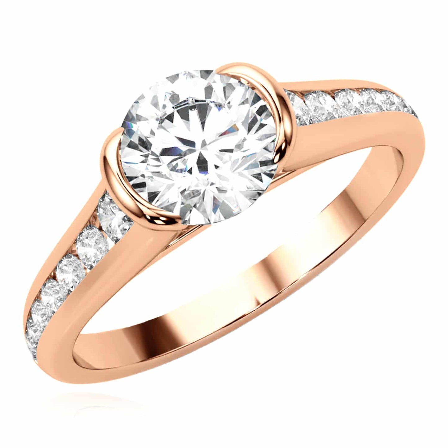 1.85CTW Lab-Grown Diamond Shank Pave 18K Gold Rose Round Engagement Ring