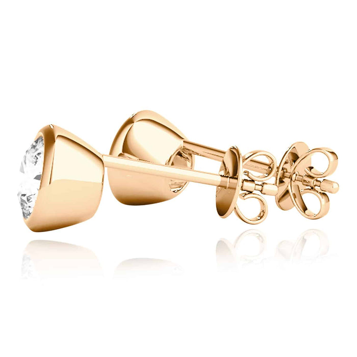 2CTW Lab - Grown Diamond 14K Yellow Gold White Rose Bezel Stud Earrings 6mm - WJD Exclusives