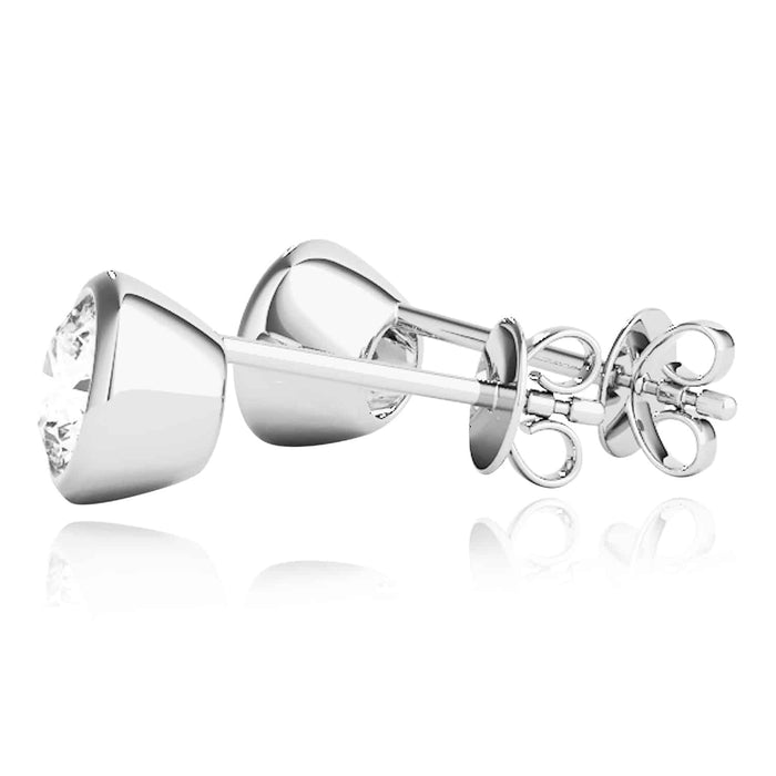 2CTW Lab - Grown Diamond 14K Yellow Gold White Rose Bezel Stud Earrings 6mm - WJD Exclusives