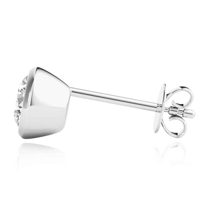 2CTW Lab-Grown Diamond 14K Real Gold Yellow White Rose Bezel Stud Earrings 6mm
