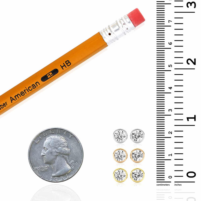 2CTW Lab - Grown Diamond 14K Yellow Gold White Rose Bezel Stud Earrings 6mm - WJD Exclusives