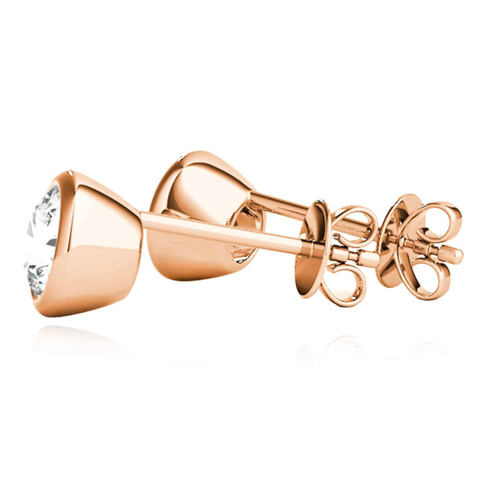 1CTW Lab - Grown Diamond 14K Yellow Gold White Rose Round Stud Push Back Earrings - WJD Exclusives