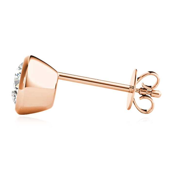 1CTW Lab - Grown Diamond 14K Yellow Gold White Rose Round Stud Push Back Earrings - WJD Exclusives