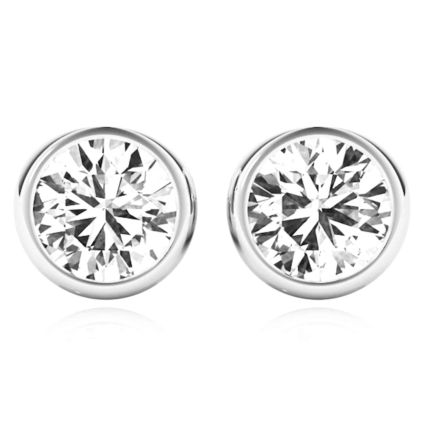1CTW Lab-Grown Diamond 14K Real Gold Yellow White Rose Round Stud Push Back Earrings