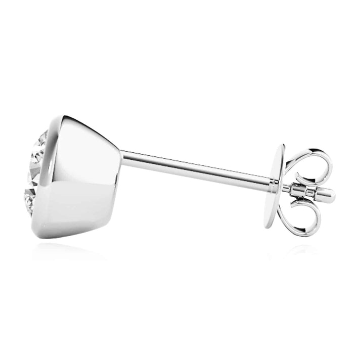 1CTW Lab - Grown Diamond 14K Yellow Gold White Rose Round Stud Push Back Earrings - WJD Exclusives