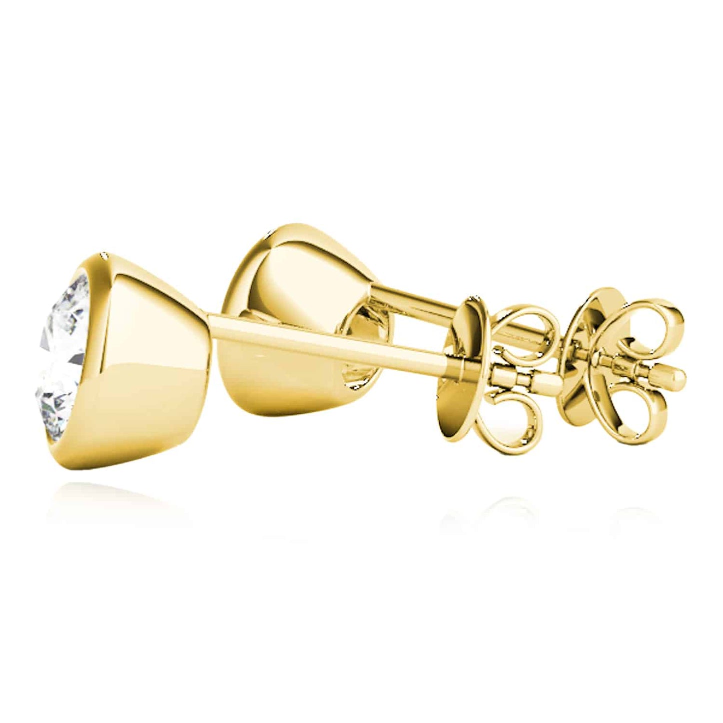 1CTW Lab-Grown Diamond 14K Real Gold Yellow White Rose Round Stud Push Back Earrings