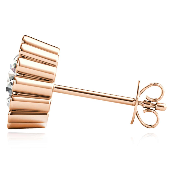 2.00CTW Lab - Grown Diamond 14K Yellow Gold White Rose Flower Stud Earrings - WJD Exclusives