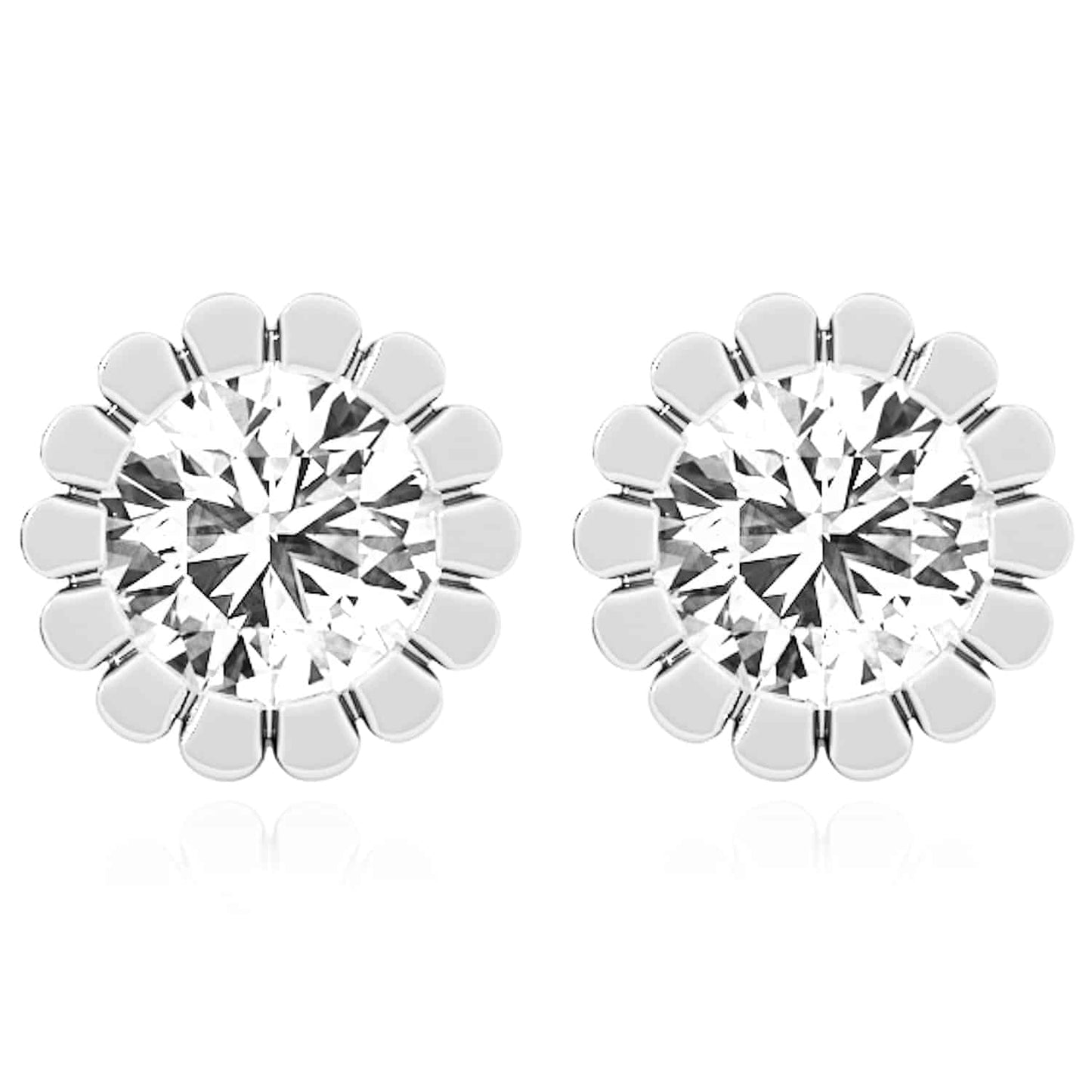 1.50CTW Lab-Grown Diamond 14K Real Gold Yellow White Rose Flower Stud Earrings