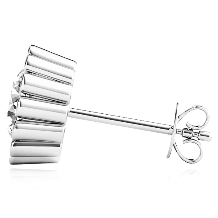 1.50CTW Lab - Grown Diamond 14K Yellow Gold White Rose Flower Stud Earrings - WJD Exclusives