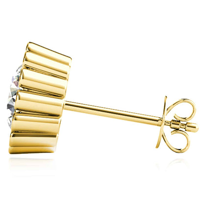 1.50CTW Lab-Grown Diamond 14K Real Gold Yellow White Rose Flower Stud Earrings