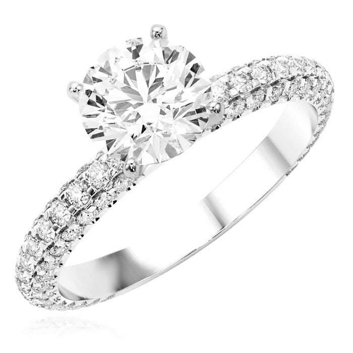 2.45CTW Lab - Grown Diamond 18K Gold White 3 - Row Pave Engagement Ring - WJD Exclusives