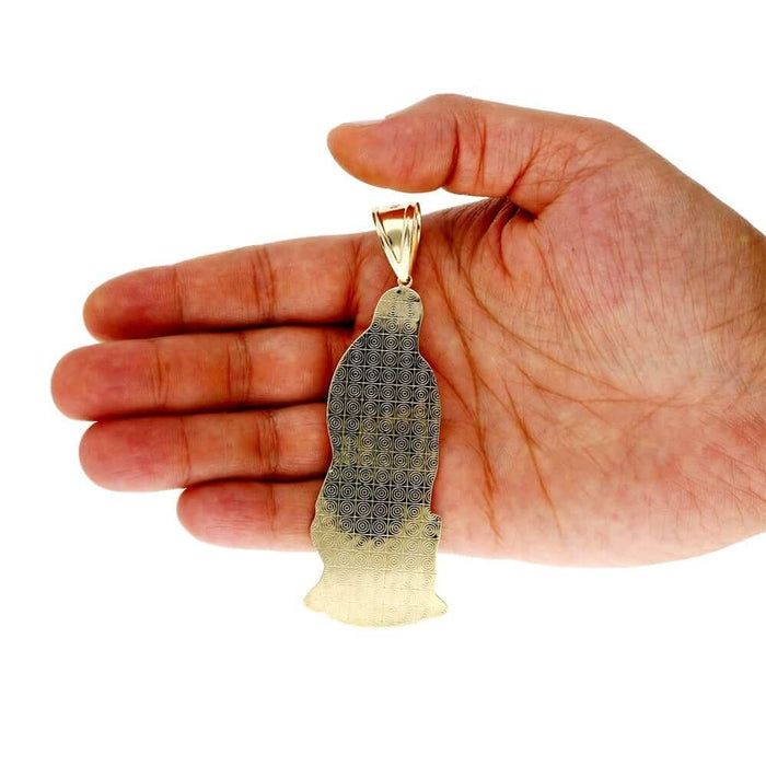 10K Yellow Gold Diamond-Cut Guadalupe Virgin Mary Pendant 4"