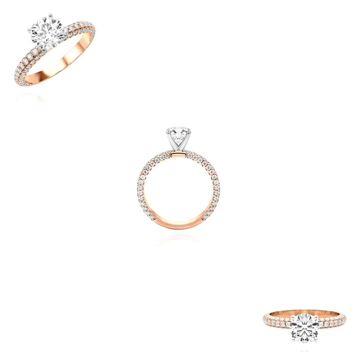 1.95CTW Lab - Grown Diamond 18K Rose Gold 3 - Row Pave Engagement Ring - WJD Exclusives