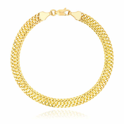 14K Real Gold Yellow 5.9mm Diamond-Cut Bismark Bracelet 7.5"