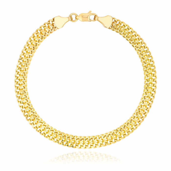 14K Yellow Gold 5.9mm Diamond - Cut Bismark Bracelet (Hollow) 7.5" - WJD Exclusives