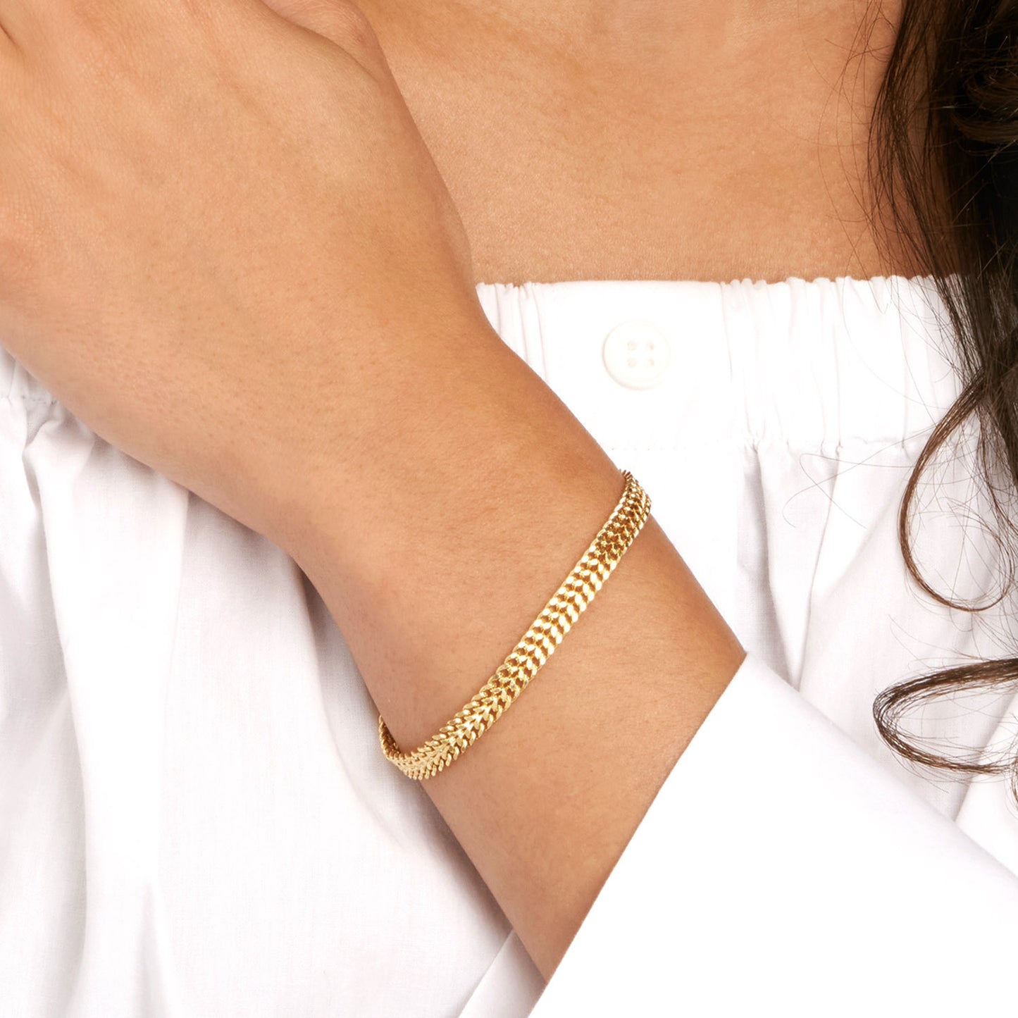 14K Yellow Gold 5.9mm Diamond-Cut Bismark Bracelet (Hollow) 7.5"