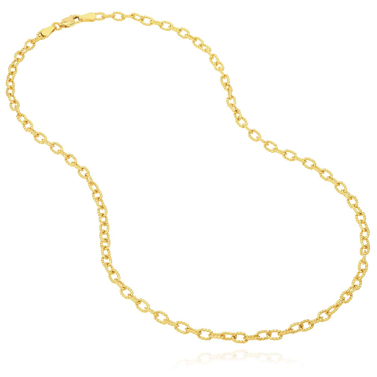 14K Yellow Gold 3.8mm Twisted Cable Chain (Solid Links) 18" - WJD Exclusives