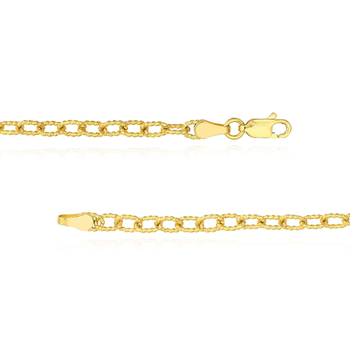 14K Yellow Gold 3.8mm Twisted Cable Chain (Solid Links) 18" - WJD Exclusives