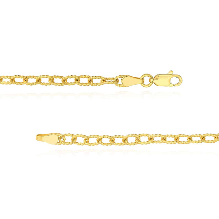 14K Yellow Gold 3.8mm Twisted Cable Chain (Solid Links) 18" - WJD Exclusives