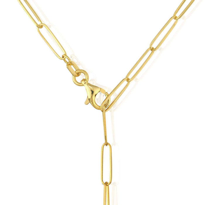 14K Yellow Gold 2.6mm Paperclip Wavy Texture Puff Heart Necklace (Solid Links) 19.5" - WJD Exclusives
