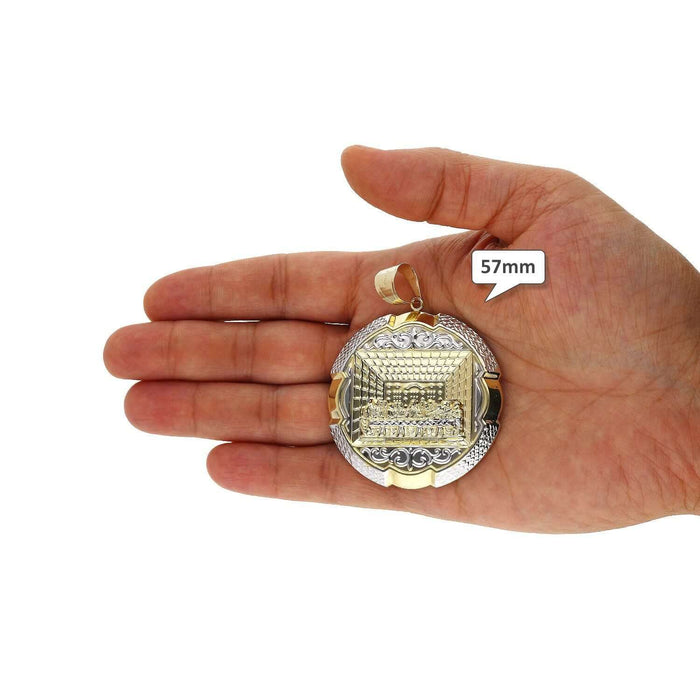 Yellow Gold 10K Diamond-Cut 3D Apostles The Last Supper Round Pendant 15mm-75mm