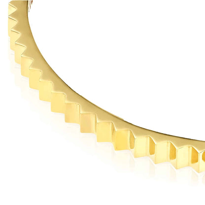 14K Real Gold Yellow 3.5mm Fluted Hinged Bangle Bracelet 7"