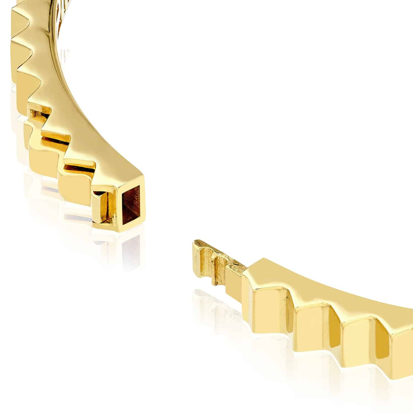 14K Real Gold Yellow 3.5mm Fluted Hinged Bangle Bracelet 7"