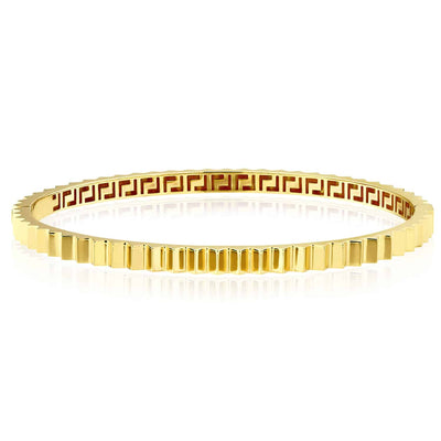 14K Yellow Gold 3.5mm Fluted Hinged Bangle Bracelet (Hollow) 7" - WJD Exclusives