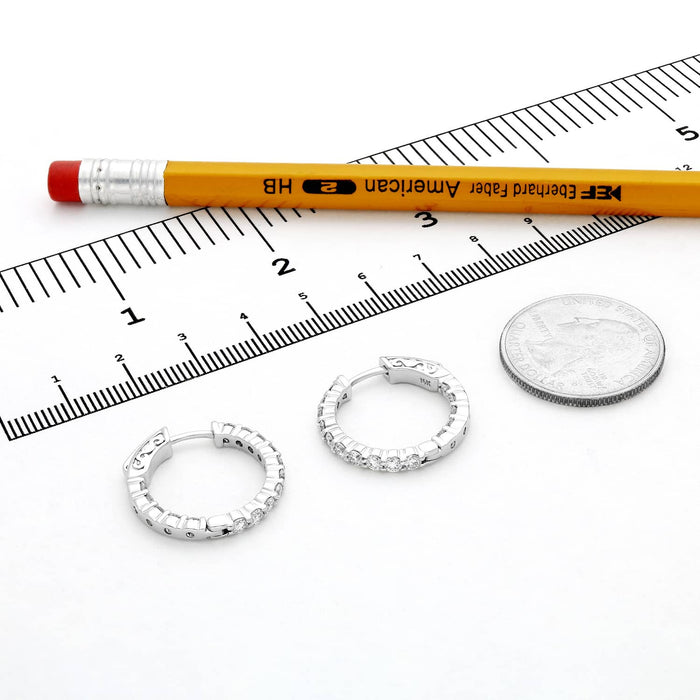 2.10CTW Lab - Grown Diamond 14K White Gold Inside Outside Round Hoop Earrings 22mm - WJD Exclusives