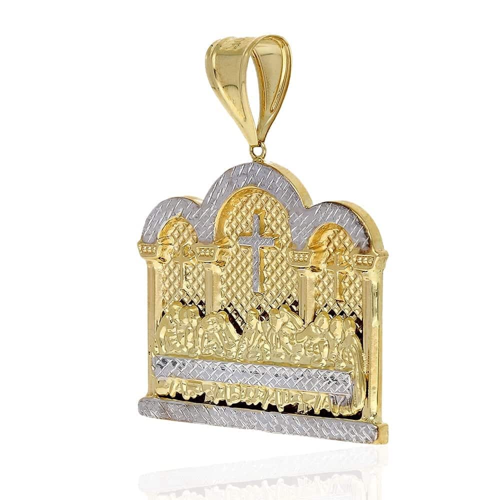 The Last Supper 10K Two-tone Yellow White Gold Diamond-Cut Pendant