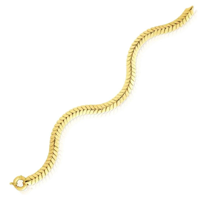 14K Yellow Gold 6mm Chevron Bracelet (Solid Links) 7.5" - WJD Exclusives