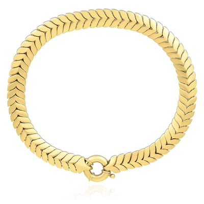 14K Yellow Gold 6mm Chevron Bracelet (Solid Links) 7.5" - WJD Exclusives