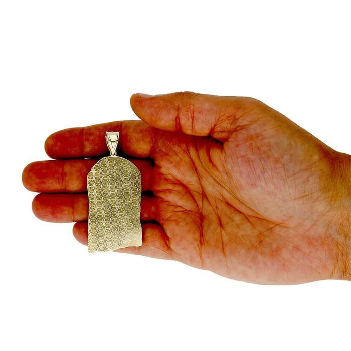 10K Yellow Gold Two Tone Diamond-Cut Yellow Gold Jesus Face Pendant 2.6"