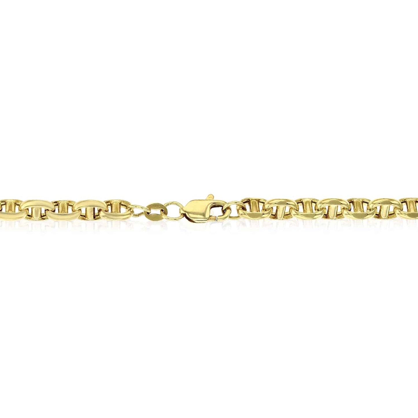 14K Real Gold Yellow White 5mm Anchor Mariner  Bracelet 8.25"