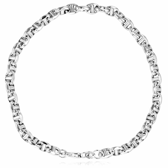 14K Yellow White Gold 5mm Anchor Mariner Bracelet (Hollow) 8.25" - WJD Exclusives