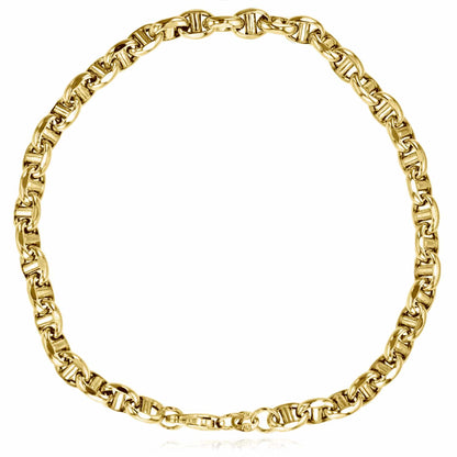 14K Real Gold Yellow White 5mm Anchor Mariner  Bracelet 8.25"
