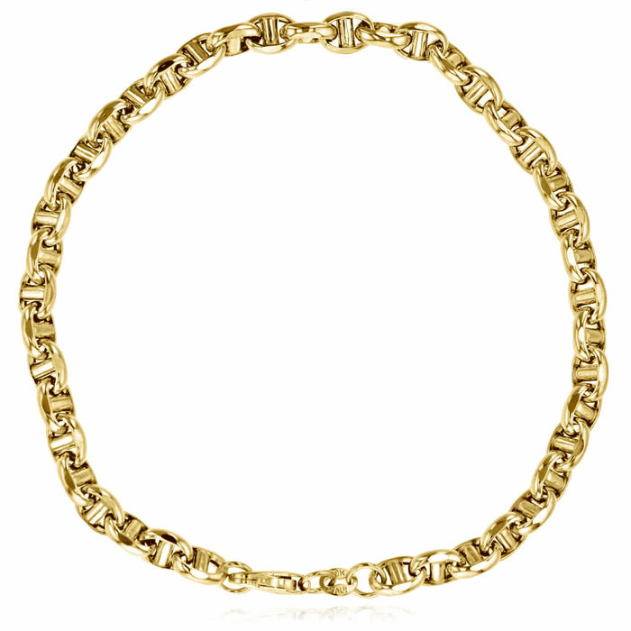 14K Yellow White Gold 5mm Anchor Mariner Bracelet (Hollow) 8.25" - WJD Exclusives