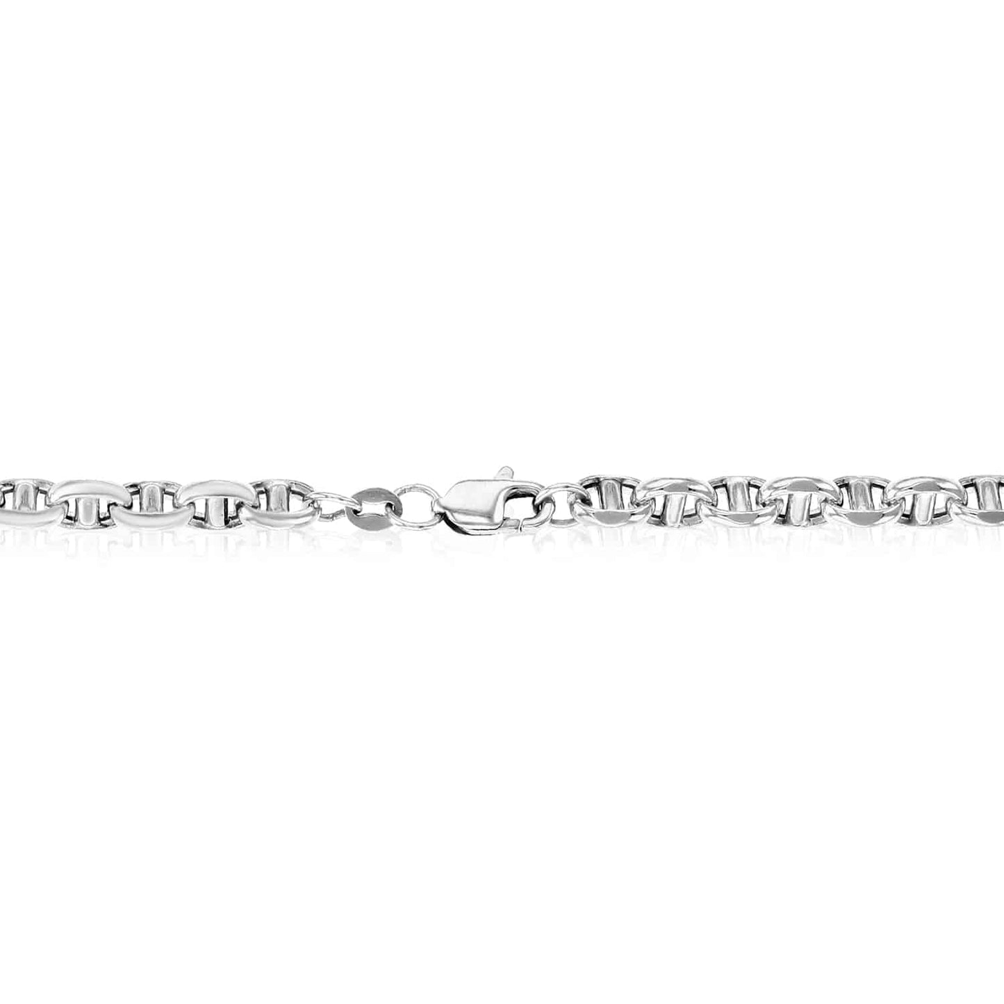 14K Real Gold White 5mm Anchor Mariner Chain Necklace 20" 22" 24"