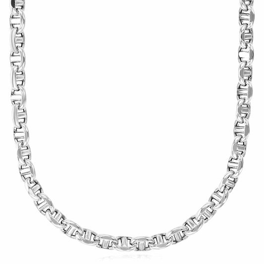 14K Real Gold White 5mm Anchor Mariner Chain Necklace 20" 22" 24"