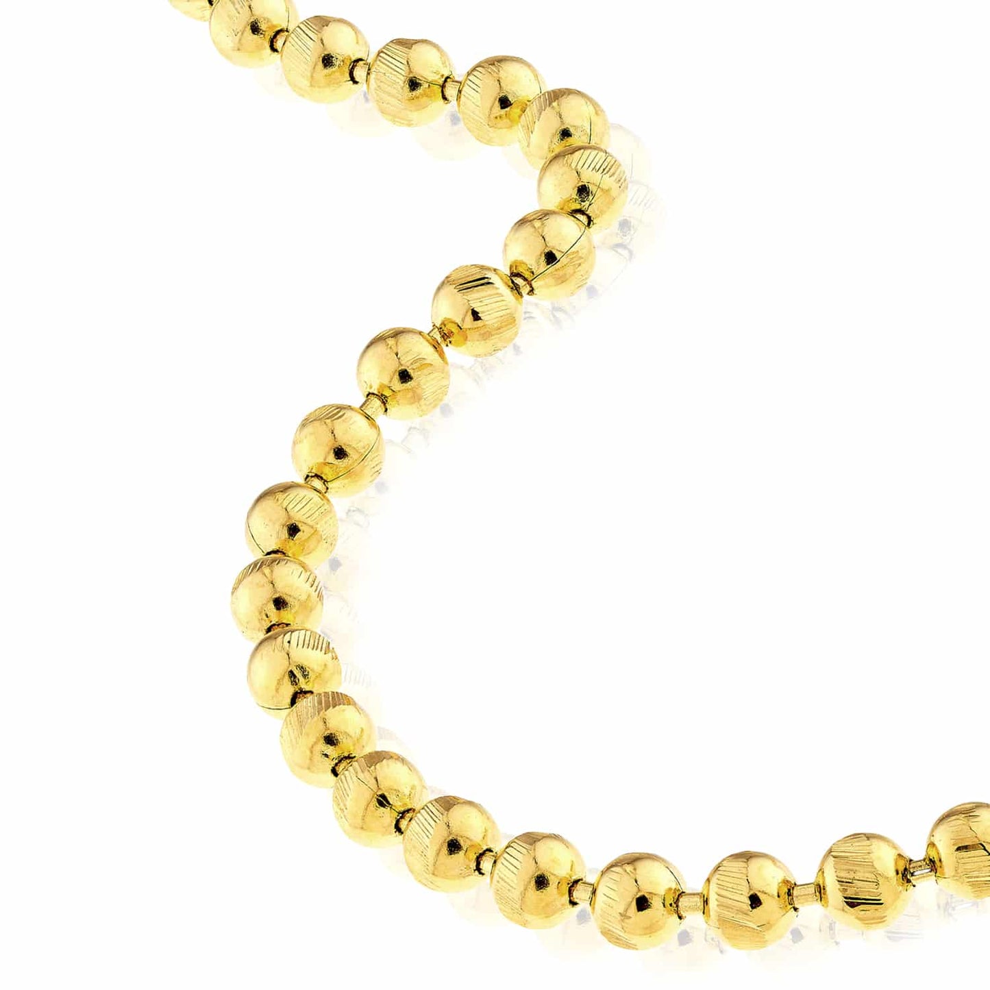 14K Real Gold Yellow 2.3mm Diamond-Cut Ball Beaded Bracelet 7.5"