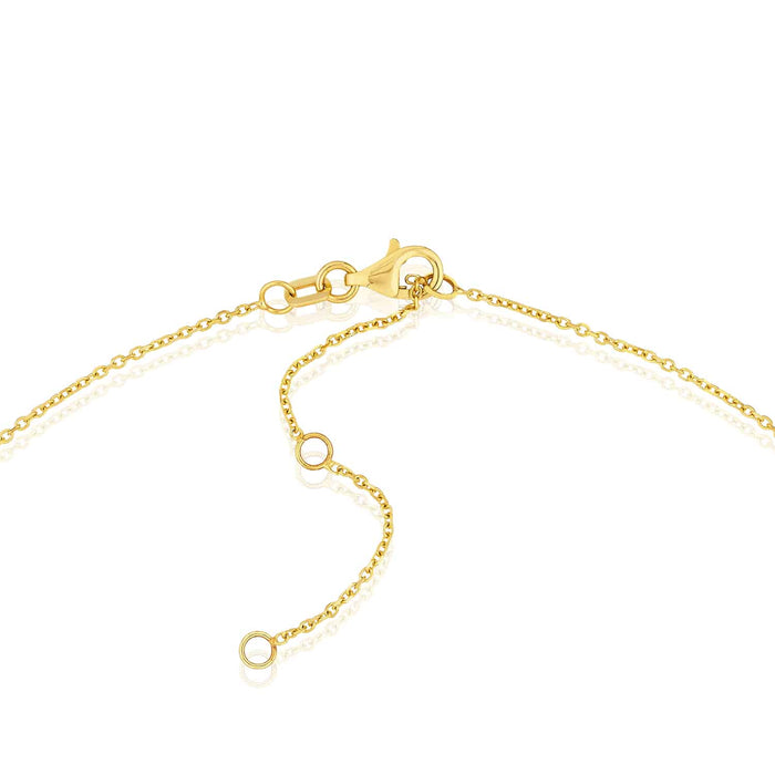 14K Yellow Gold Turquoise Enamel Cross Cable Necklace (Solid Links) 16" - 18" Adjustable - WJD Exclusives