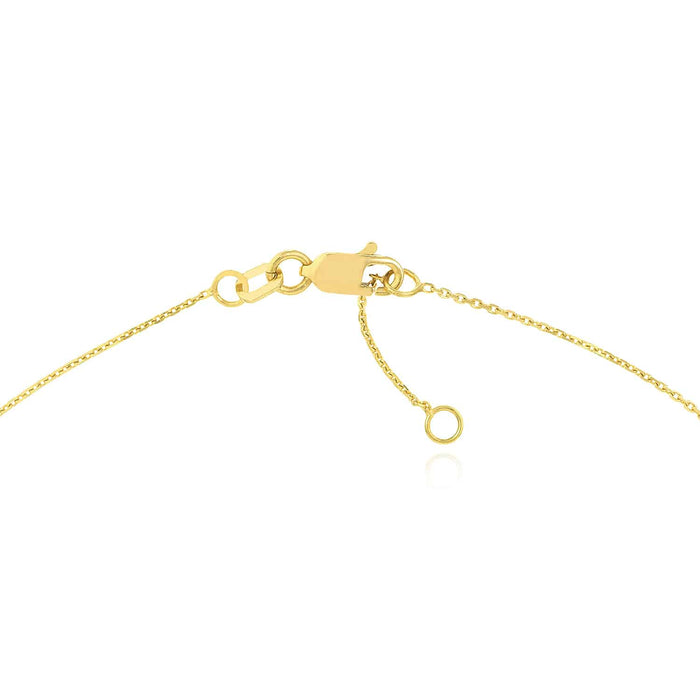 14K Yellow Gold Cable Safety Pin Station Bracelet (Solid Links) 7" - 7.50" Adjustable - WJD Exclusives