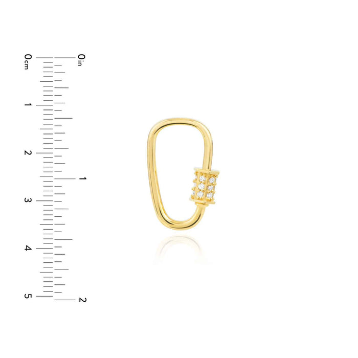 0.27CTW Natural Diamond 14K Gold Asymmetric Screw Carabiner Lock Pendant - WJD Exclusives