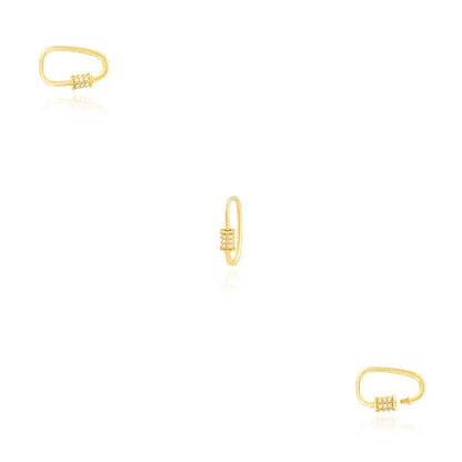 0.27CTW Real Diamond 14K Real Gold Asymmetric Screw Carabiner Lock Pendant