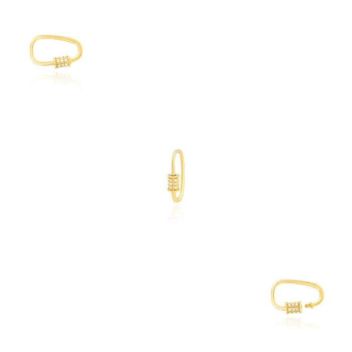 0.27CTW Natural Diamond 14K Gold Asymmetric Screw Carabiner Lock Pendant - WJD Exclusives