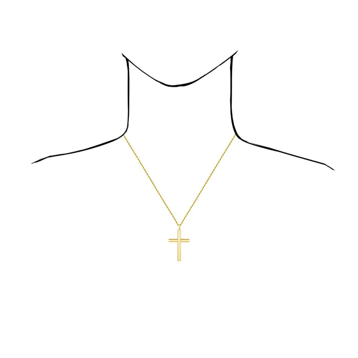 14K Gold Tube Cross Pendant 2" - WJD Exclusives